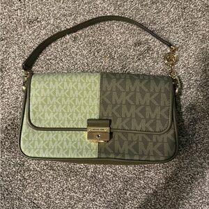 Michael Kors Two-Tone Green Shoulder Bag